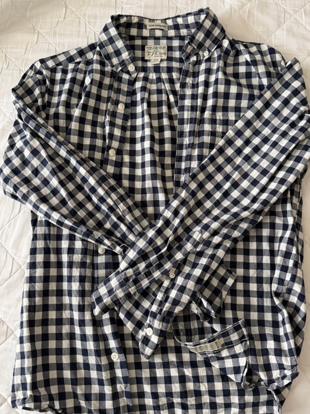 Button-Down Black and White J Crew Check Shirt - Men